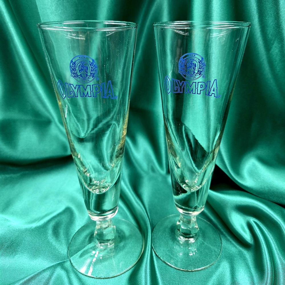 🍻🍺🍻Vintage Olympia Beer Pilsner Glasses - Set of 2, U.S.A.